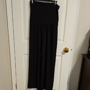 Black High-Waist Strapless Wide Leg Jumpsuit